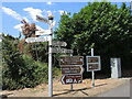 Sign forest at the crossroads in TA12 6HG