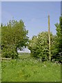 Gate and pole near Copston Magna in LE17 5BA