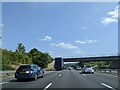 Railway bridge crossing the M5 ahead in GL2 4EQ