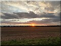 Sunset over fields in CB6 2SJ