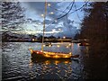 Illuminated boat at Alderford Lake in SY13 3JQ