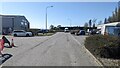 The road into the industrial estate in Llanfihangel Ysgeifiog Community