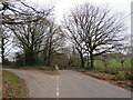Minor road junction near Cranborne in SP6 3DT