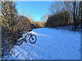 Snowy bike ride on the Rough Park Way near Woodside in TF4 3NY