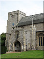 The church of All Saints - porch and tower in PE36 6NW