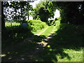 Looking SW along footpath and bridleway in CT15 7HD