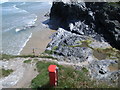 Looking down steps to Crantock beach in TR8 5SD
