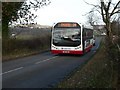 Rural bus leaving Hood Green in S35 7EF