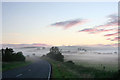 The A68 with morning mist in DH8 9LR