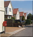 Postbox and houses, Cliff Road, Waldringfield in Waldringfield