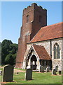 Tower and porch of All Saints Church, Hemley in Hemley