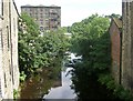 River Colne - viewed from Britannia Road, Slaithwaite in HD7 5JY
