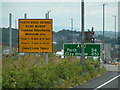 Forth road bridge road works sign in EH30 9WN