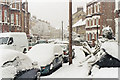 Tremadoc Road under snow in SW4 7DD