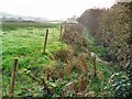 Ditch meets footpath at Newton Moor in CF71 7AD