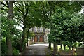Tree lined drive to Blackley Baptist church in HX5 0TF