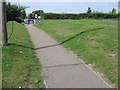 Footpath between Woodhall business park and Tesco's car park in CO10 1YA